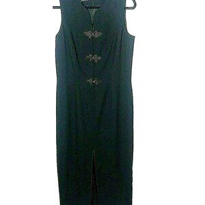 Sleek Edgy Chic Black Dress Vintage Size 14 Minimalist Dark Academia Elegant Fem